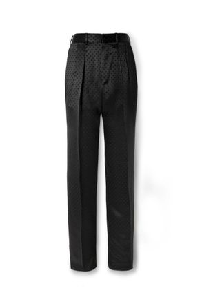 Tom Ford Straight-Leg Pleated Polka-Dot Satin Tuxedo Trousers