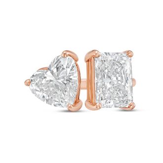 Diana M. Jewels 18kt rose gold 5ct Lab Grown Radiant & Heart Diamond Two-Stone Ring