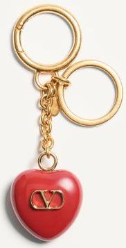 Valentino Garavani Charm Per Borse Con Portachiavi Coeur Royal In Metallo E Smalto Donna ANTIQUE BRASS/ROSSO UNI