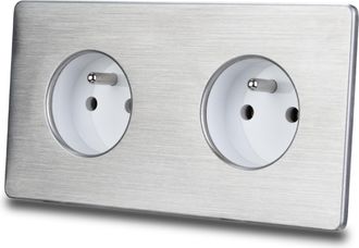 OEM Enchufe Doble El&eacute;ctrico De Acero Blanco Cepillado