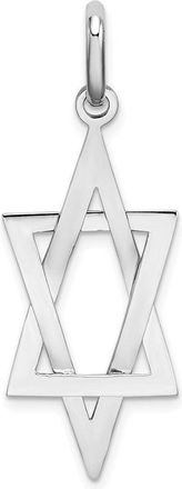 Diamond2Deal 14K White Gold Elongated Star Of David Charm