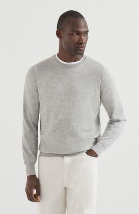 Brunello Cucinelli Cashmere and silk lightweight sweater in Pebble at Nordstrom, Size 48