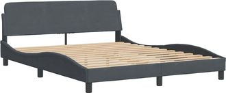vidaXL Vidaxl - Estructura De Cama Sin Colch&oacute;n Terciopelo Gris Oscuro 160x200cm
