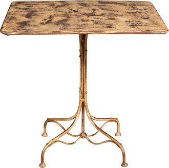Biscottini International Mesa De Hierro Forjado Con Acabado De Crema Antigua