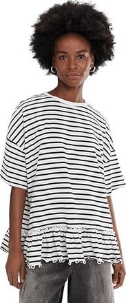 Free People We The Free The Most Striped T-Shirts Womens Clothing Black/White Combo : LG (Womens 12-14), Cotton
