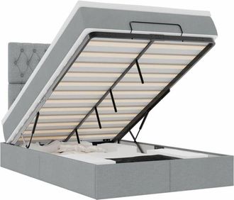 vidaXL Estructura De Cama Otomana Colch&oacute;n Tela Gris Claro Vidaxl