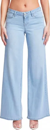 YMI Junior Low Rise Wide Leg Jeans In Light Wash