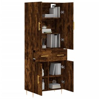 Berkfield Home Highboard Smoked Oak 69.5x34x180 cm Engineered Wood in Brown