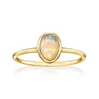 Ross-Simons Bezel-Set Opal Ring in 14kt Yellow Gold