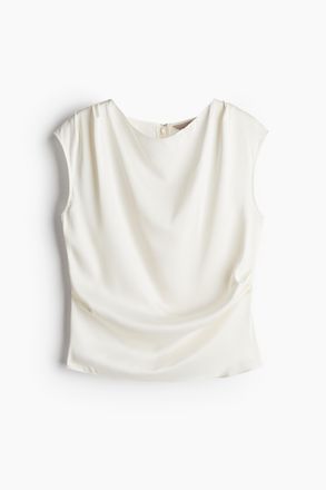H&M Drapiertes Satintop - Weiss