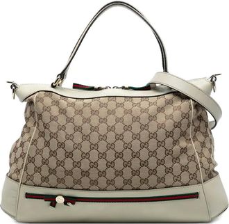 Gucci 2016-2015 GG Web Mayfair canvas tas - Bruin
