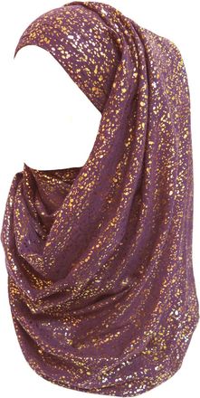 Lina & Lily Sparkle Gold Glitter Foil Hijab Head Scarf for Women (Purple)