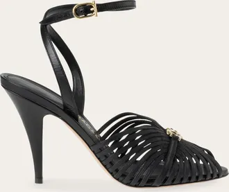 Ferragamo Women Sandal with Gancini element Black Size 10.5