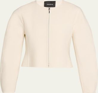 Akris Harriet Wool Crepe Crop Jacket