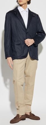 Brioni Blazer With Check Pattern, Mens, Navy Blue