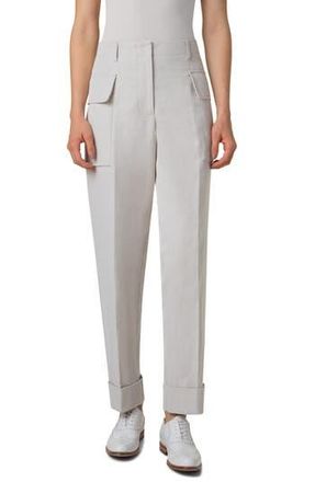 Akris Marley High Waist Cotton & Linen Twill Cargo Pants in Greige at Nordstrom Rack, Size 12