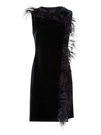 Akris feather trim dress - women - Polyester/Polyurethane - 6 - Black