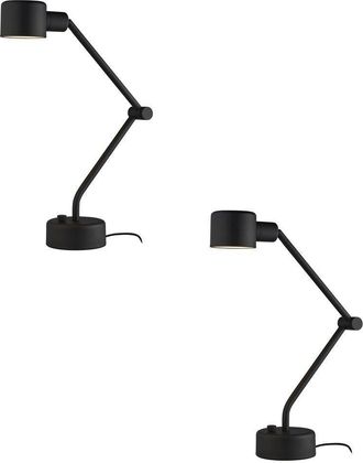 Loops 2 PACK Black Industrial Task Lamp - Adjustable Table Desk Light Rotating Head
