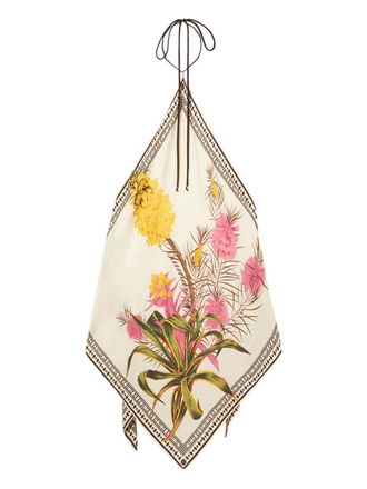 Blumarine floral-print top - women - Viscose/Polyester - OS - Neutrals