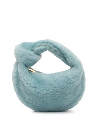 Bottega Veneta 2012-2025 Mini Shearling Jodie hobo bag - women - Furs & Skins/COTTON/ STRAW - One Size - Blue