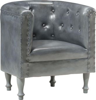 vidaXL Sill&oacute;n De Cuero Aut&eacute;ntico Gris Vidaxl