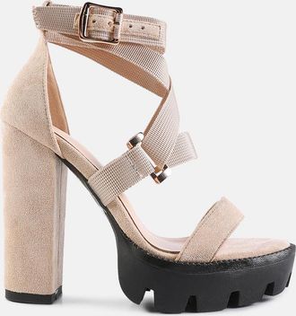 London Rag fresh daisy harness straps block heel sandals