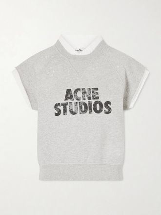 Acne Studios Felpa In Jersey Di Cotone Con Stampa Frayser - Grigio