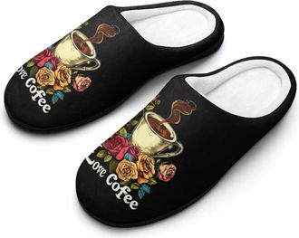 Generic I Love Coffee Mens Slippers Comfortable And Non-slip Cotton Slipper Shoe for House