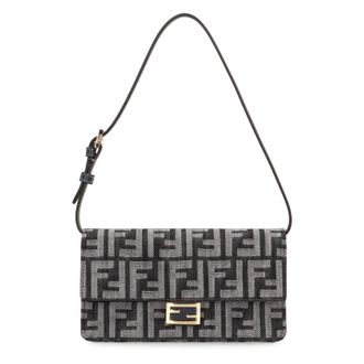 Fendi Shoulder Bags, female, Gray, ONE SIZE, Wallet On Chain Baguette