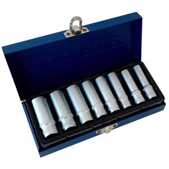 Trade Shop Trade Shop - Set Di Chiavi Bussola Lunghe Da 1/4 Chrome Vanadium 6 - 13 Mm 8 Pezzi Candelette