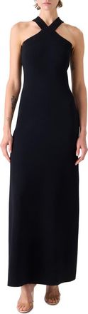 Akris Cross Strap Sweater Dress in Black at Nordstrom, Size 10