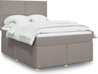 vidaXL Cama Box Spring Con Colch&oacute;n Tela Gris Taupe 140x200 Cm Vidaxl