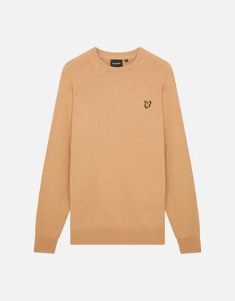 Lyle & Scott Mens Lyle & Scott Cotton Merino Crew Neck Jumper Cairngorms Khaki - Brown - Size: 42