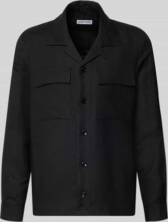 Antony Morato Regular Fit Hemdjacke aus Leinen-Viskose-Mix Modell ANTIGUA in Black, Gr&ouml;&szlig;e 46