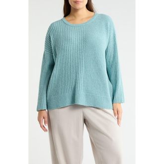 Eileen Fisher Crewneck Rib Organic Cotton Blend Sweater in Seafoam at Nordstrom, Size 1 X