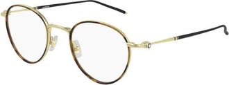 Montblanc Montblanc Eyeglasses Square Full Rim, Gold/havana Frame And Clear Demo Lens Lens Mb0162O003