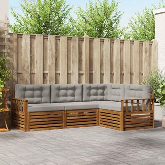 vidaXL Vidaxl Set Di Divani Da Esterno 4 Pz Grigio Naturale E Chiaro