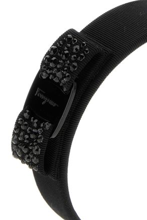 Ferragamo Womens Swarovs Headband Black Fabric Headbands