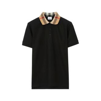 Burberry Polo Shirts, male, Black, Size: M Black Check Cody Cotton Polo