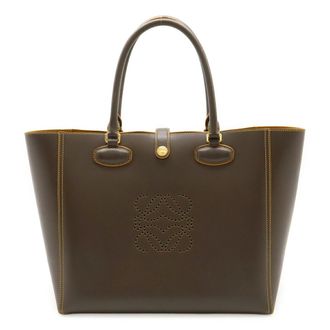 Loewe Khaki Brown Mustard Leather Shoulder Bag Tote Bag (Pre-Owned)