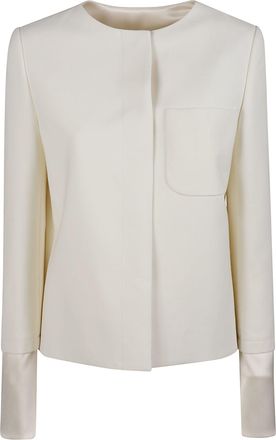 Courr&egrave;ges Satin Details Tailored Wool-Blend Blazer