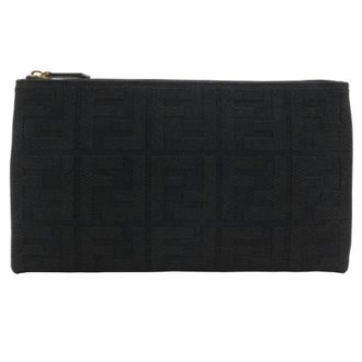 Fendi Pre-owned Clutches, female, Black, Size: ONE SIZE Pre-owned Medium Flat Pouch Cotton Pouch
