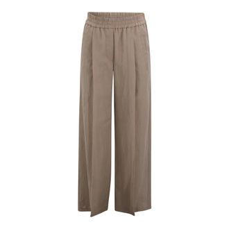 Brunello Cucinelli Broeken, Dames, Bruin, XS, Wijde Broeken