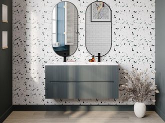 Vente-Unique Mobile sotto lavabo sospeso a righe 120 cm Grigio - PAVANI
