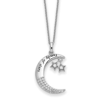 Diamond2Deal Sterling Silver Cubic Zirconia Antiqued Family Of Stars Necklace