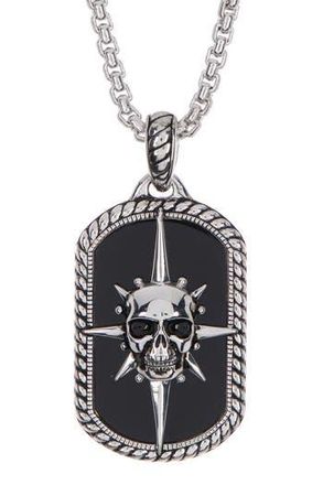 Effy Sterling Silver Onyx Skull Compass Necklace in Black at Nordstrom Rack