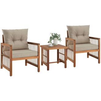 TecTake Conjunto de sal&oacute;n, dise&ntilde;o de cuerda, acolchado xxl, marr&oacute;n