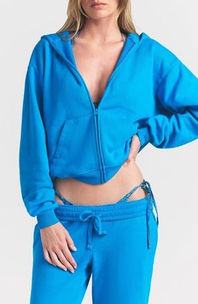SKIMS French Terry Zip Up Hoodie in Cerulean at Nordstrom, Size Xx-Small