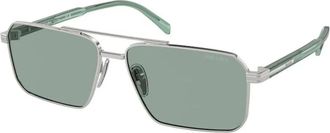 Prada Stijlvolle zonnebril in zilvermetaal - Heren - Zonnebrillen - Grijs - 58 MM - Accessoires