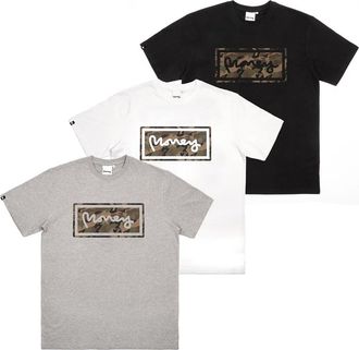 Money Clothing Mens Camo Box T-Shirts 3 Pack Short Sleeve Cotton Black/White/Grey L